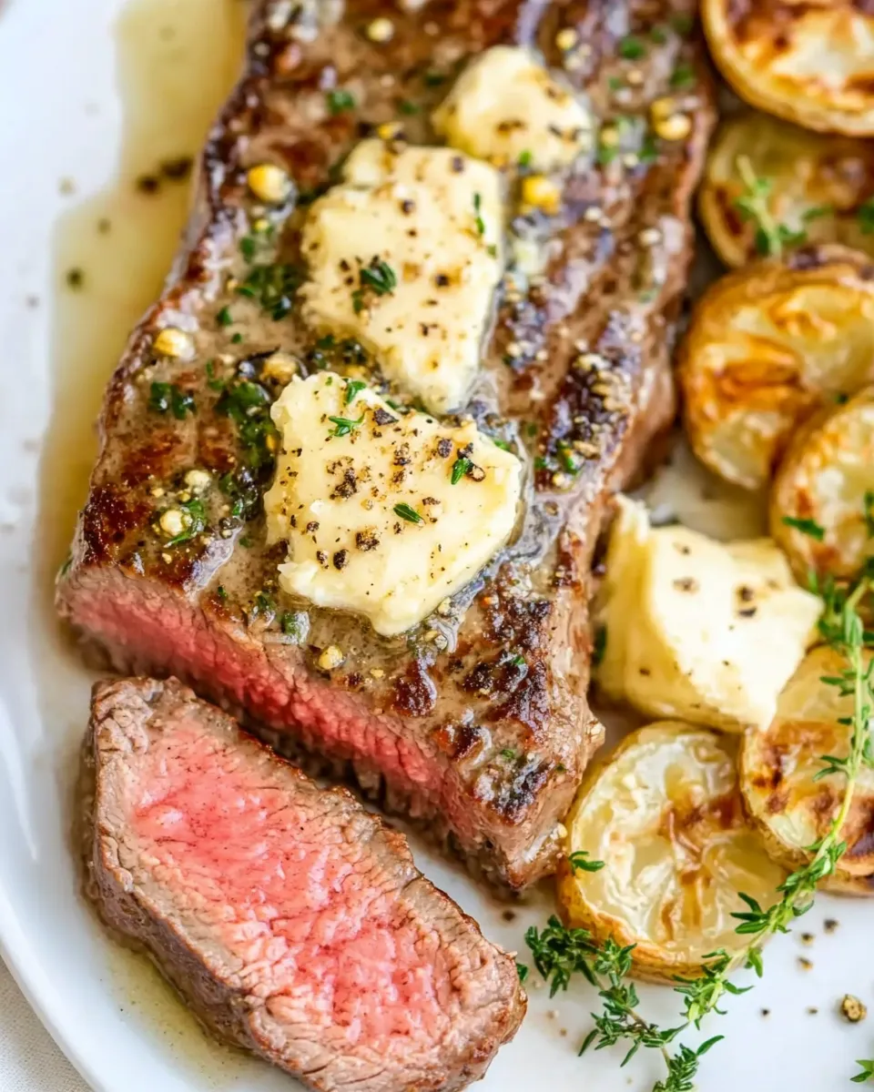 Quick Cast Iron Strip Steak with Garlic Butter shot