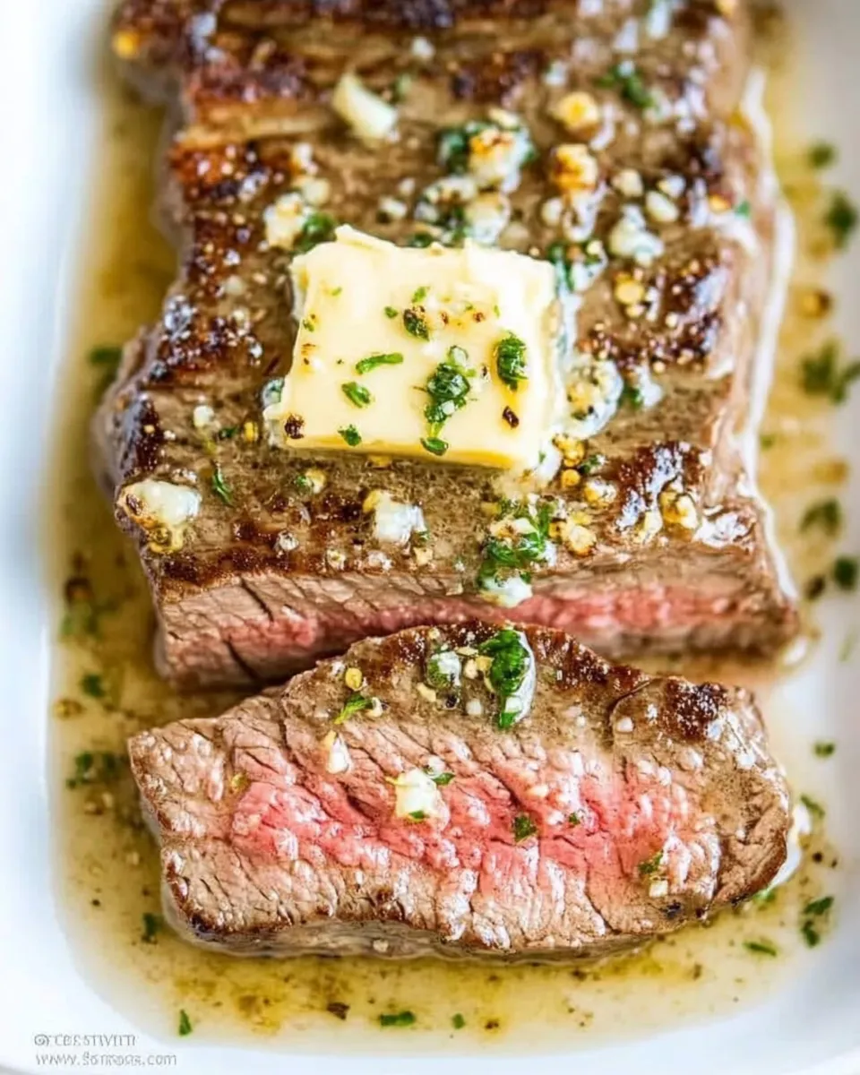 Savory Cast Iron Strip Steak with Garlic Butter recipe photo