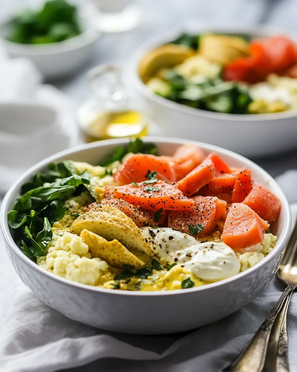 Delicious Cauliflower Alfredo Lox Bagel Breakfast Bowls image