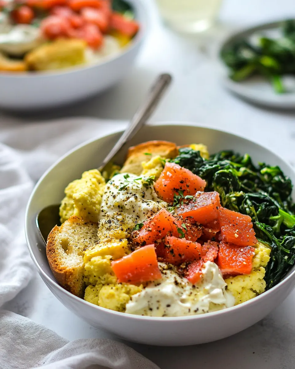 Quick Cauliflower Alfredo Lox Bagel Breakfast Bowls recipe photo