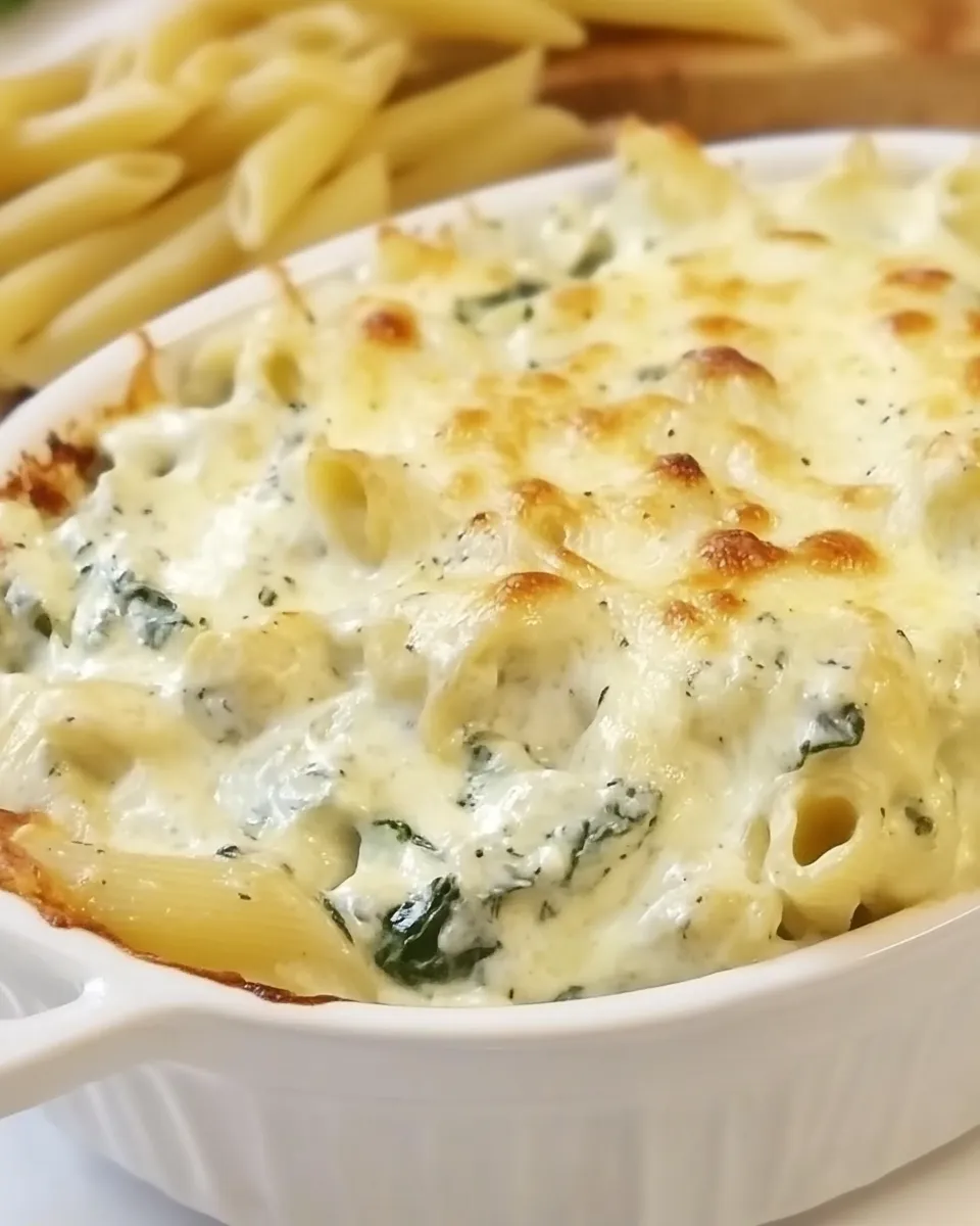 Easy Cheesy Spinach Dip Chicken Pasta recipe photo