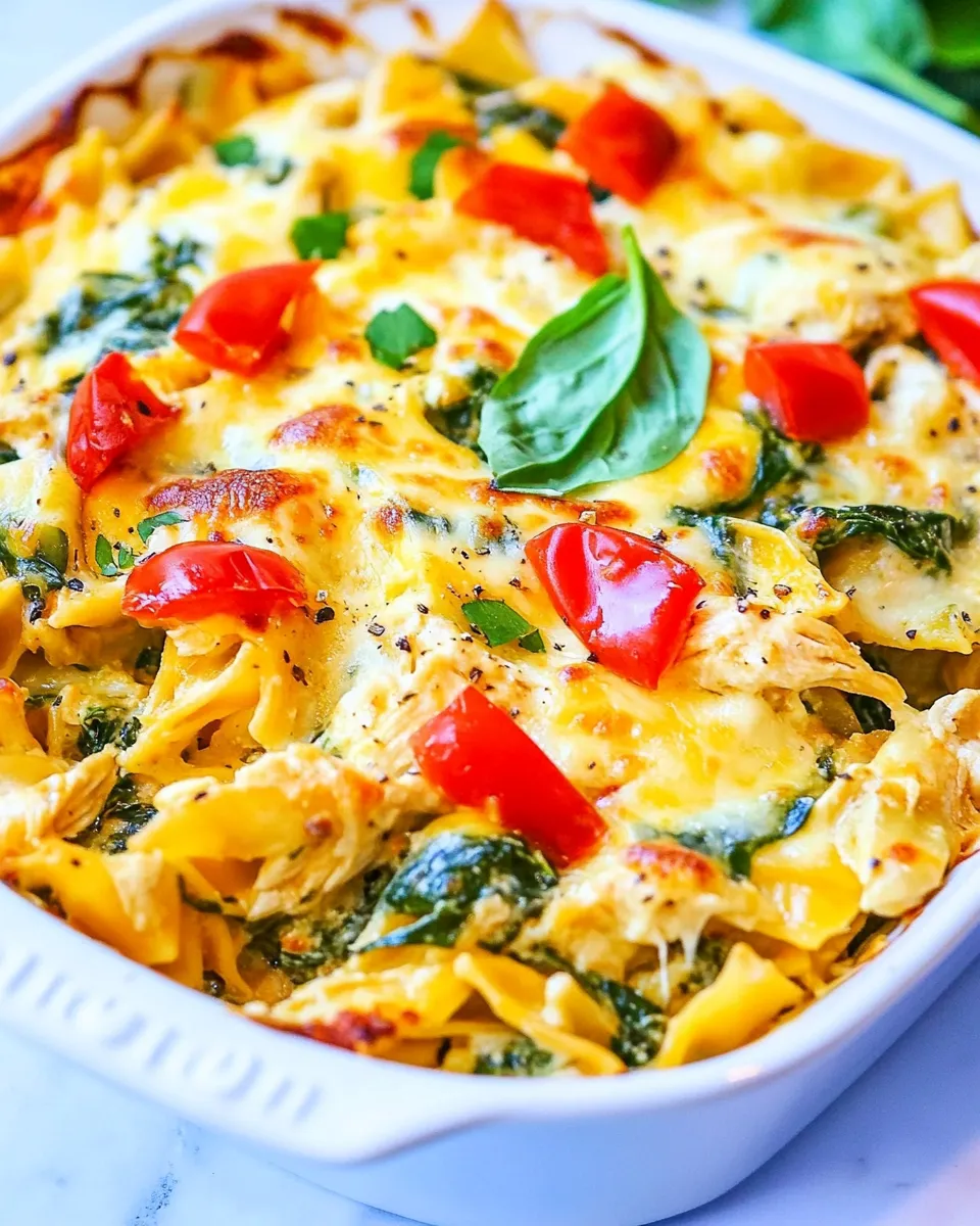 Easy Cheesy Spinach and Artichoke Chicken Pasta image