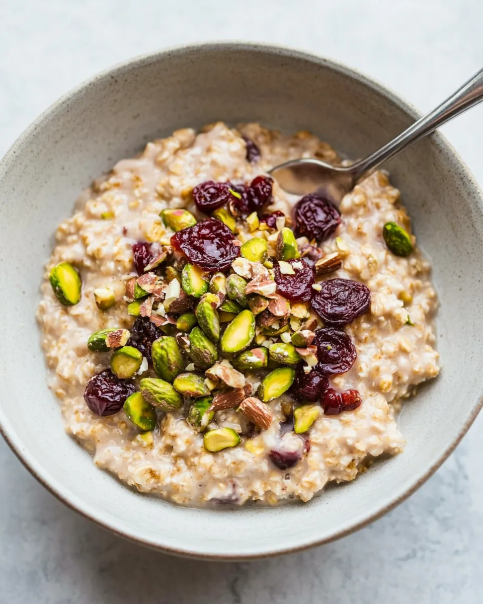 Easy Cherry Pistachio Overnight Oats shot