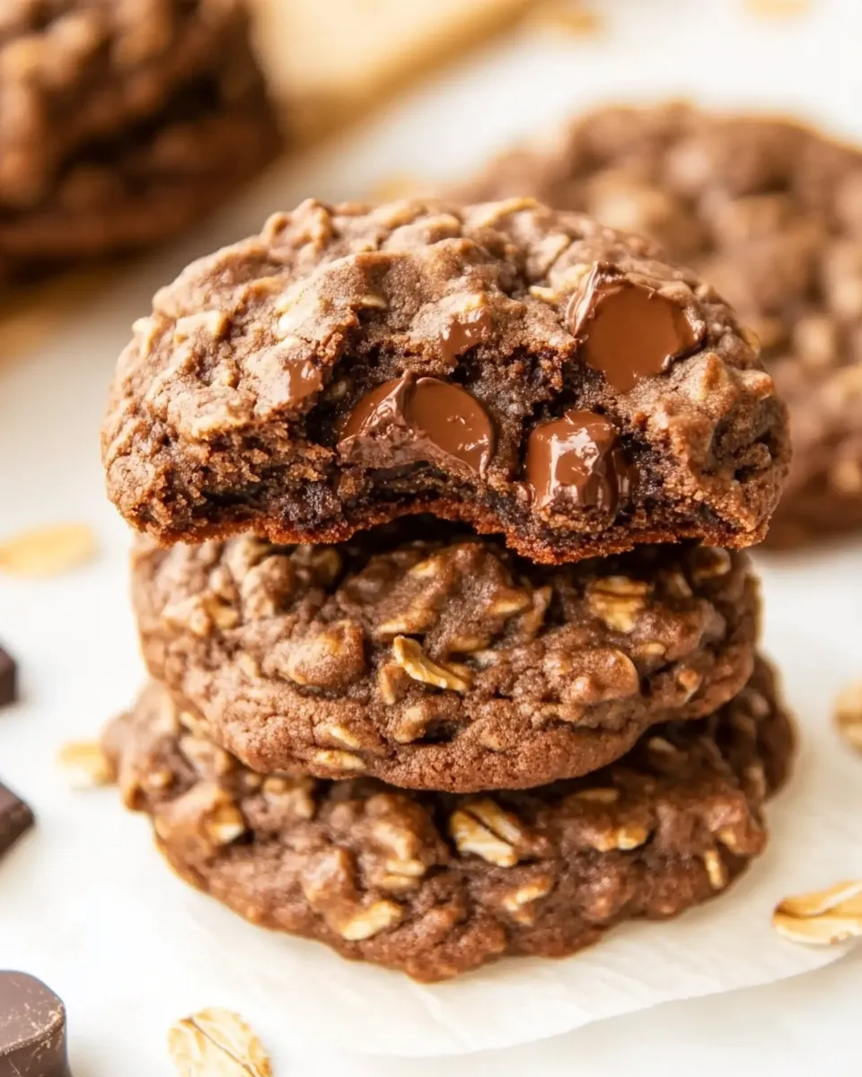 Homemade Chewy Double Chocolate Oatmeal Cookies Recipe photo