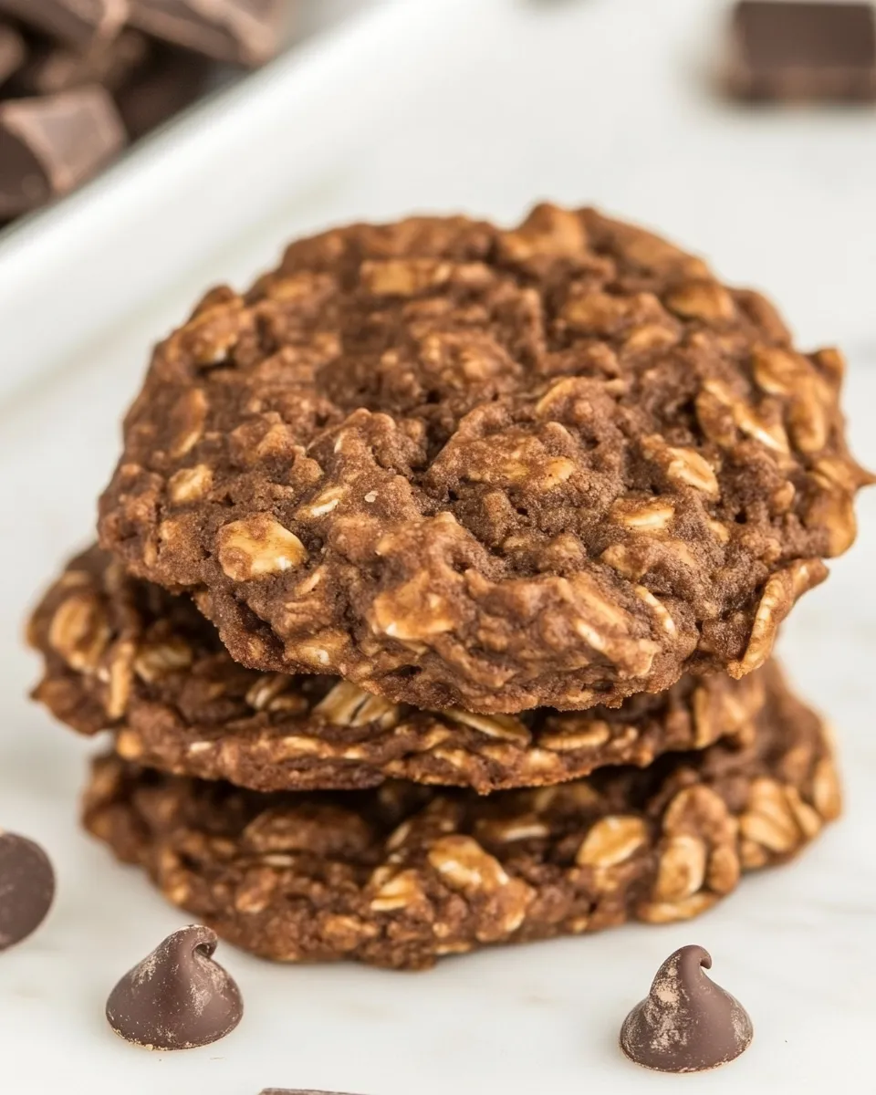 Classic Chewy Double Chocolate Oatmeal Cookies Recipe image