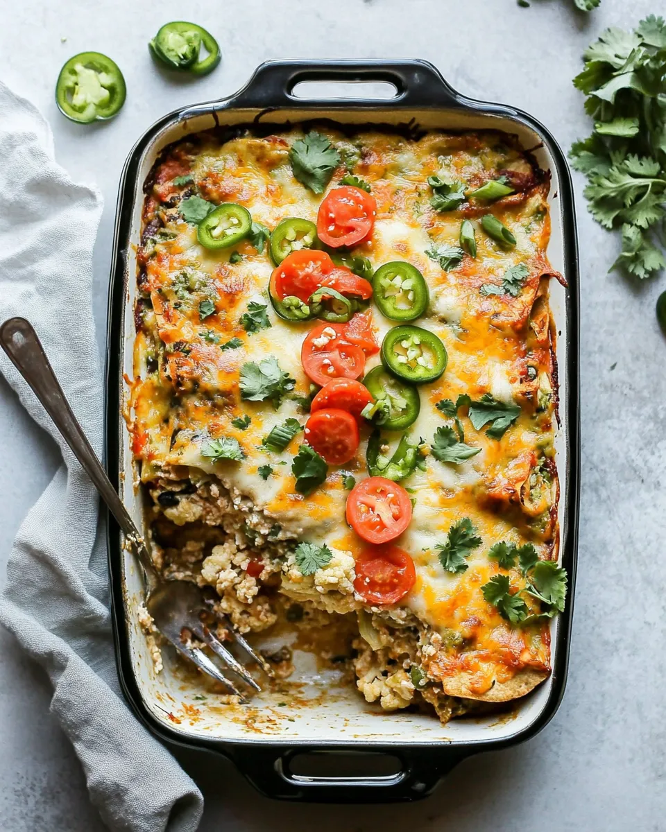 Delicious Chicken Enchilada Casserole With Cauliflower shot