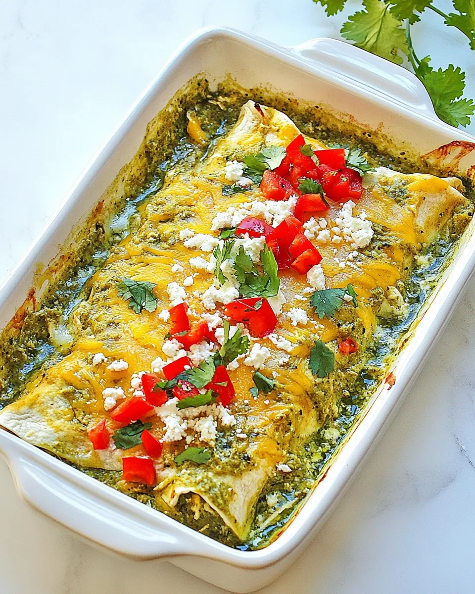 Delicious Chicken Enchiladas with Verde Sauce shot