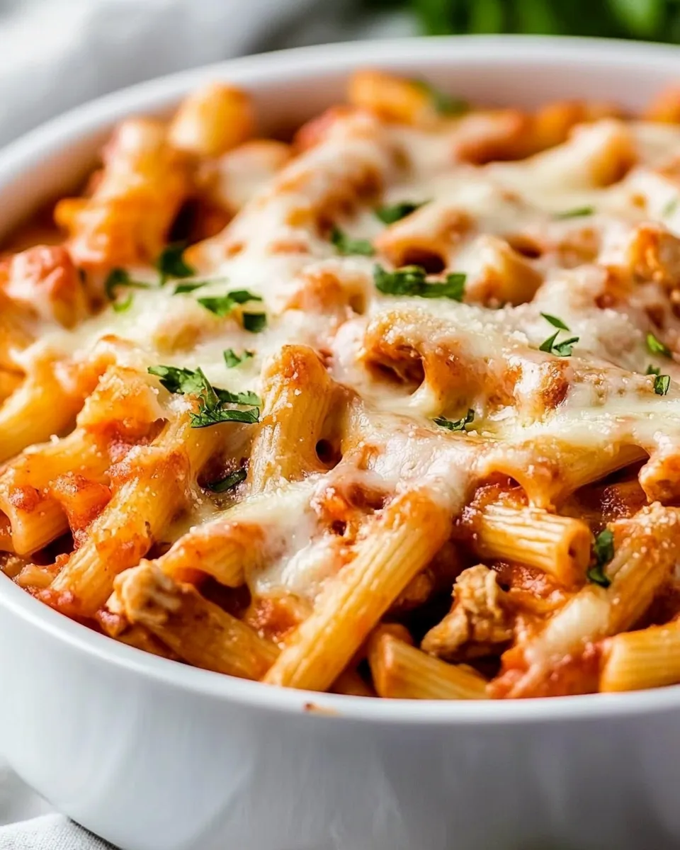 Delicious Chicken Parmesan Pasta shot