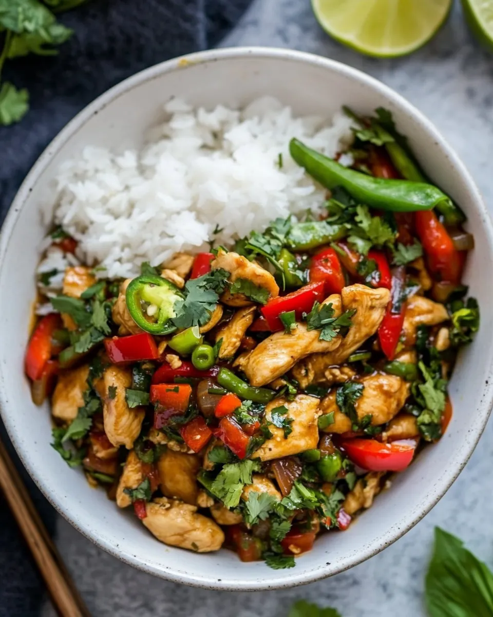 Delicious Chicken Stir-Fry With Coriander And Spicy Sweet Sauce image