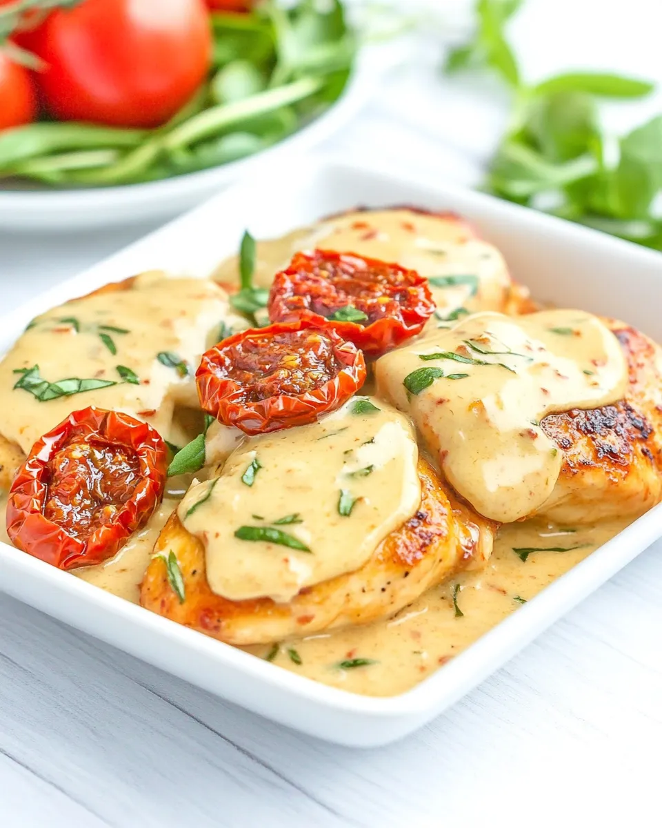 Delicious Chicken with Sun-Dried Tomato Sauce shot