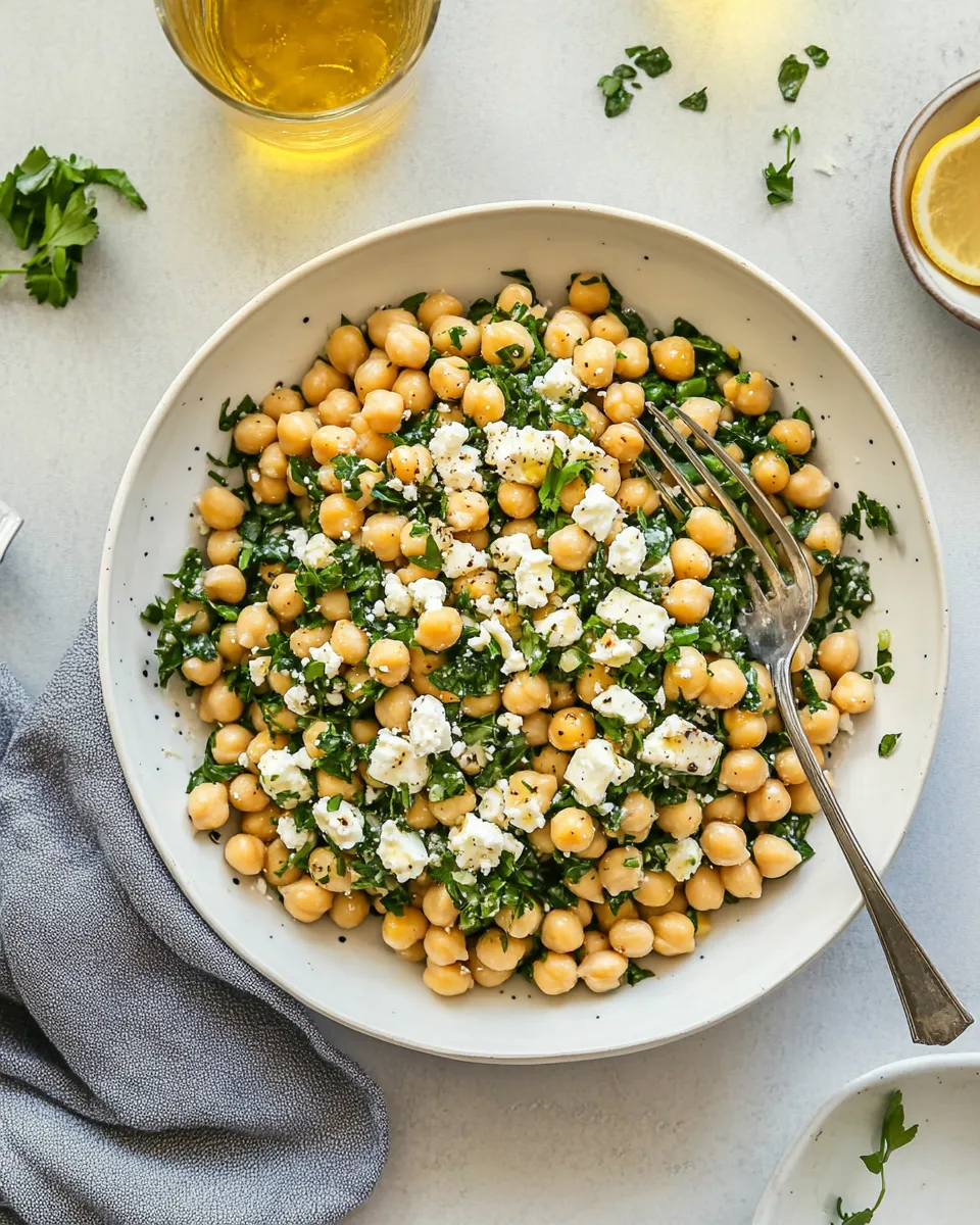 Delicious Chickpea Salad with Lemon Vinaigrette and Feta shot