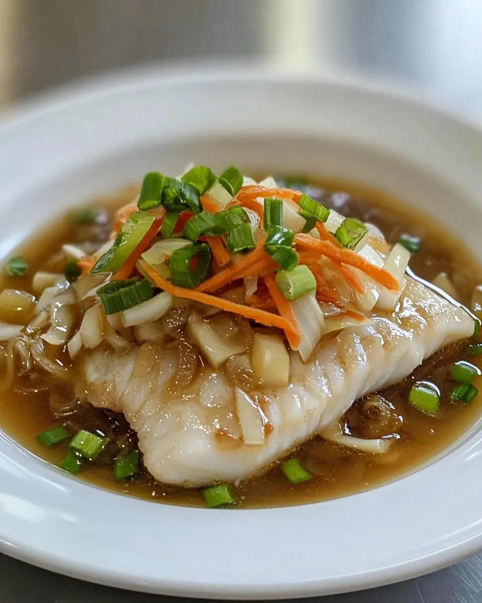 Healthy Chinese Cod in Garlic-Ginger Broth recipe photo