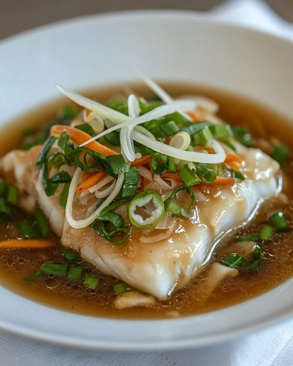Savory Chinese Cod in Garlic-Ginger Broth dish photo