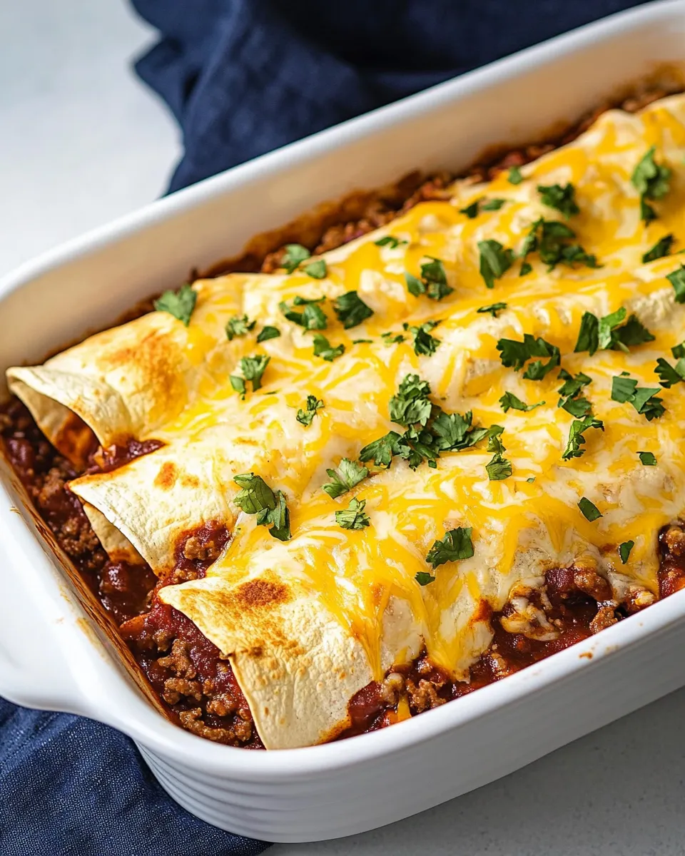 Savory Chipotle Ground Beef Enchiladas shot