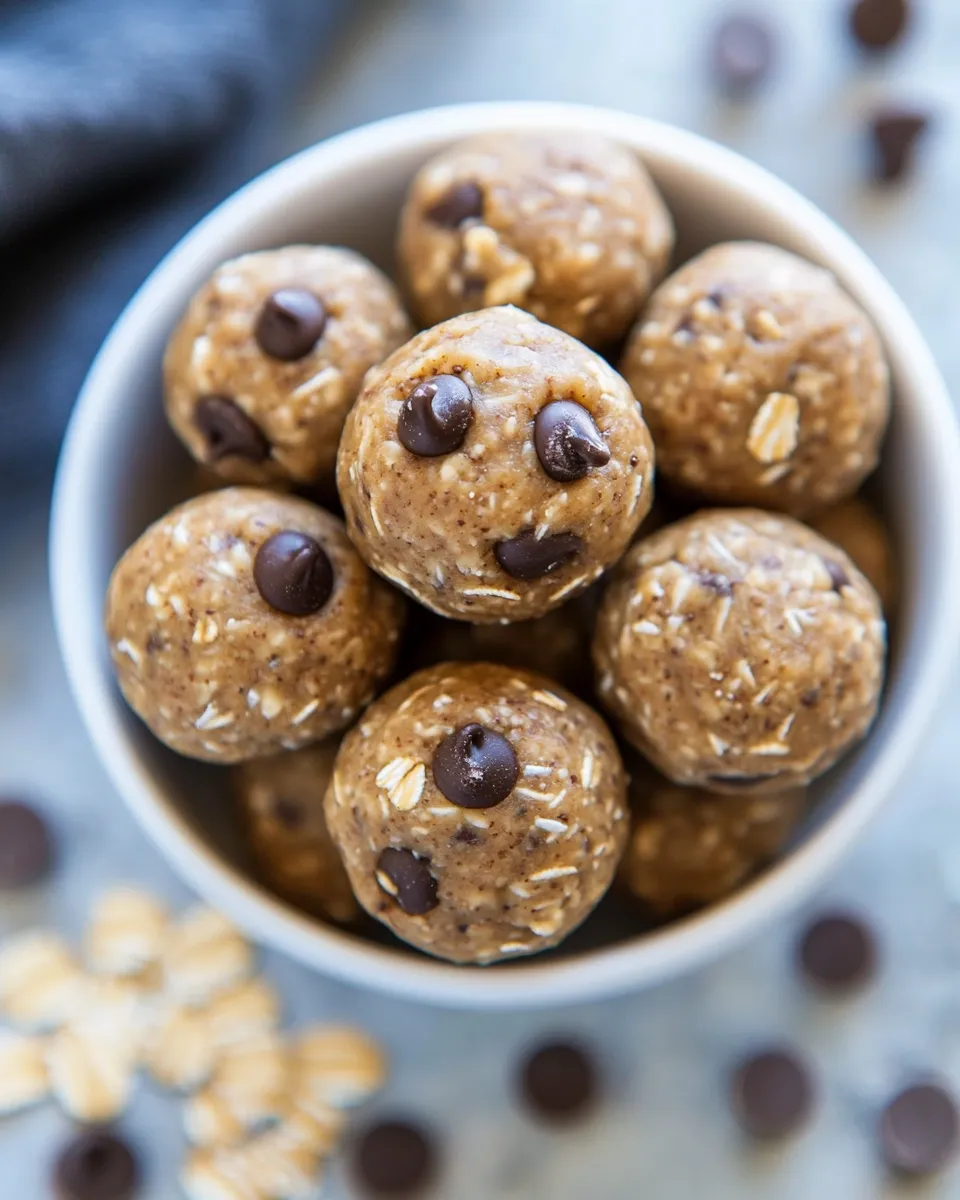 Healthy Chocolate Chip Peanut Butter Oatmeal Protein Balls shot