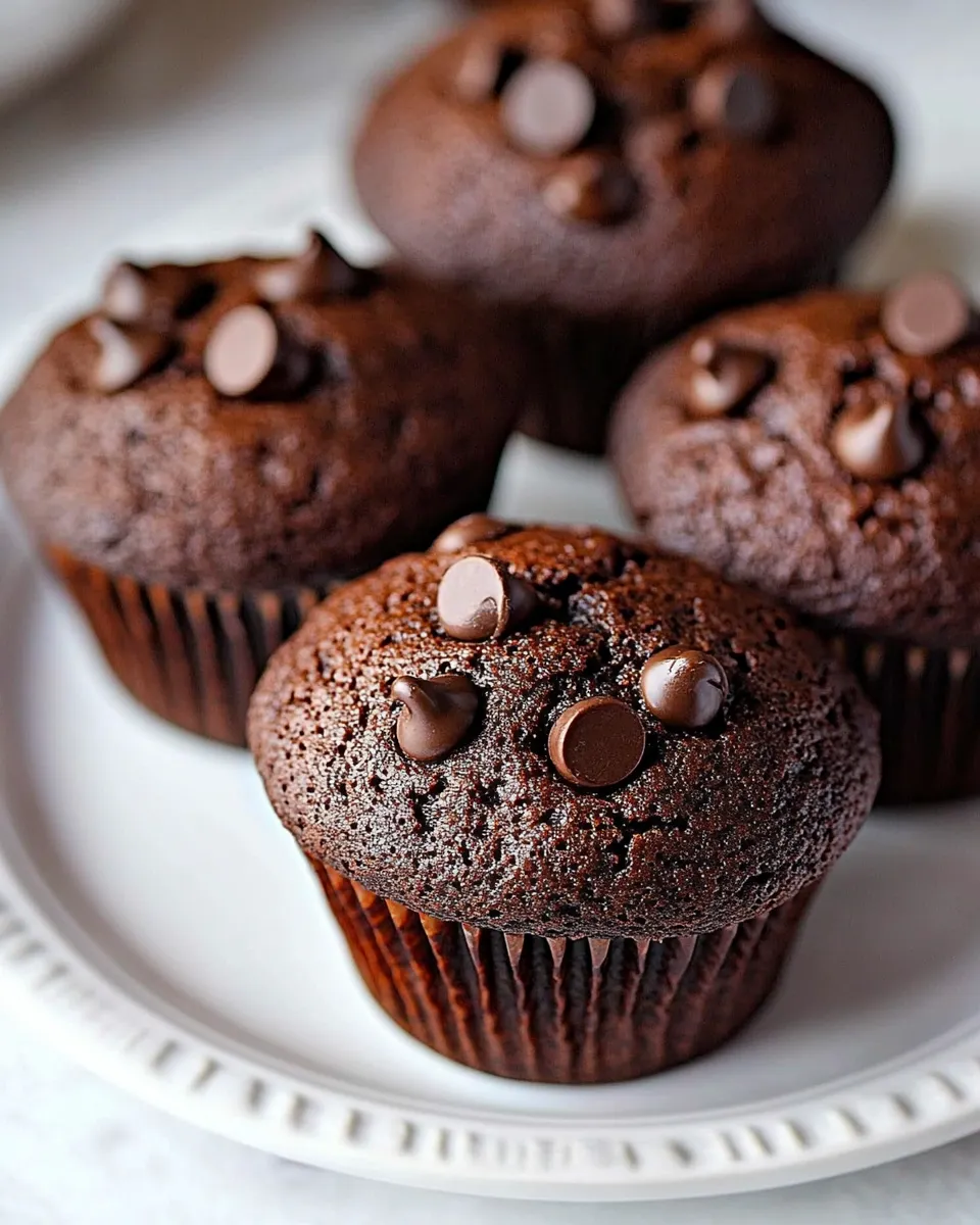 Classic Chocolate Chocolate Chip Muffins Recipe image
