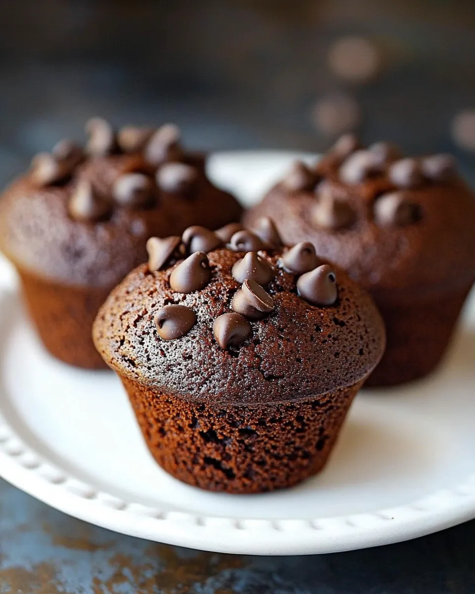 Easy Chocolate Chocolate Chip Muffins Recipe shot