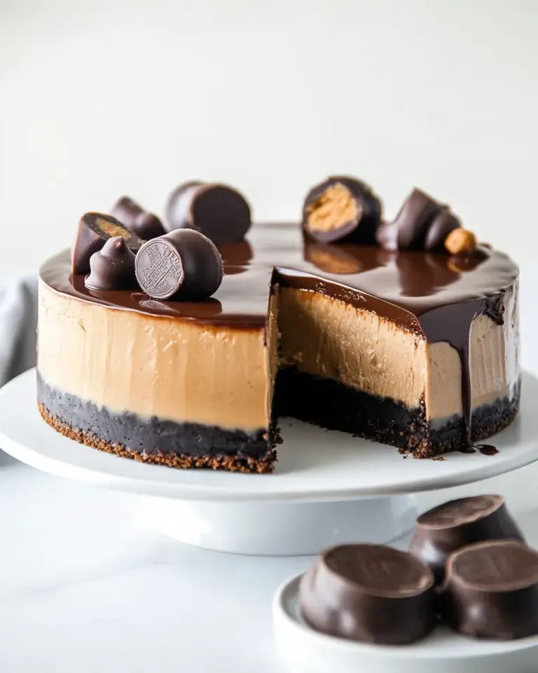 Homemade Chocolate Covered Peanut Butter Cheesecake photo