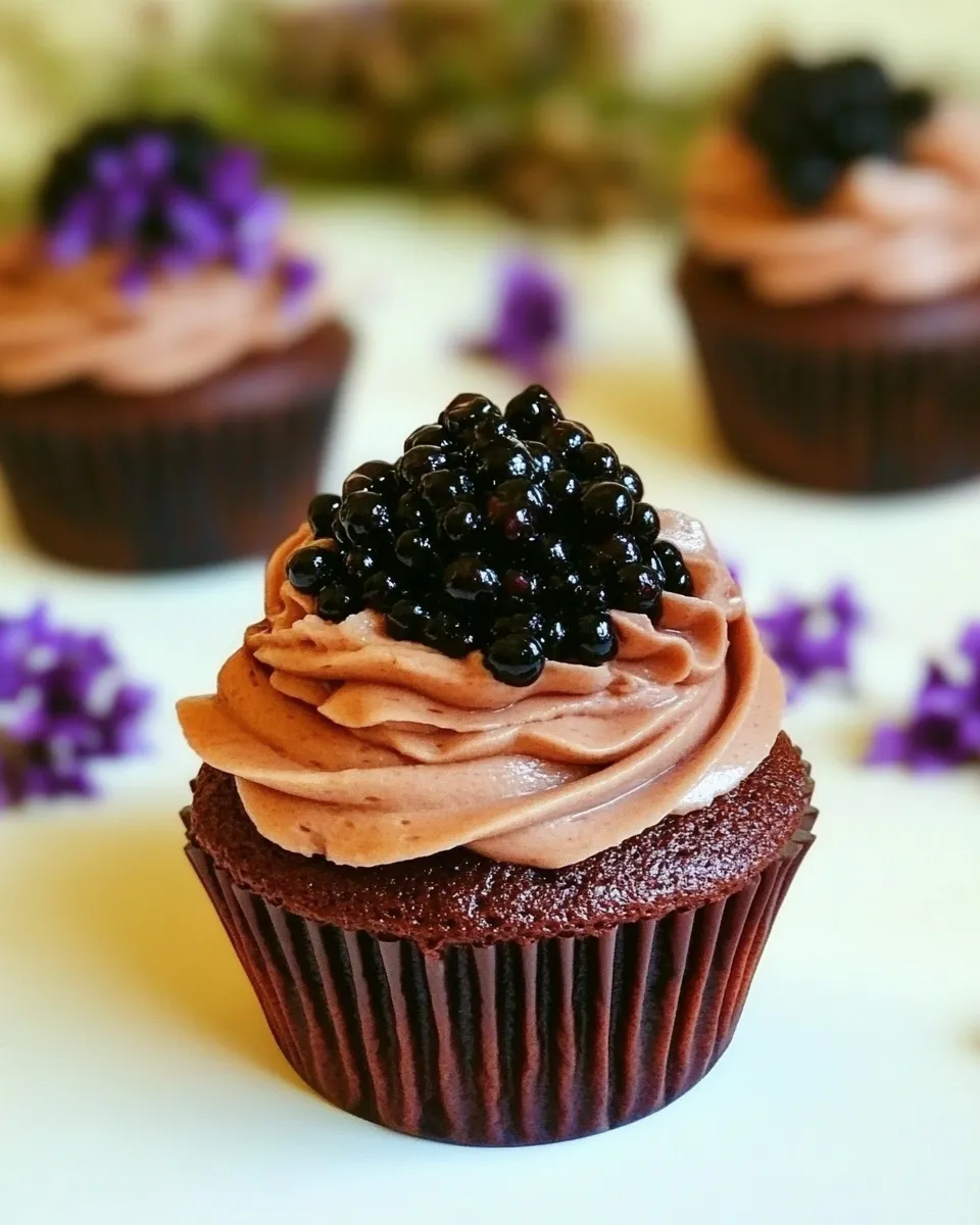 Easy Chocolate Cupcakes with Blackberry Sauce recipe photo