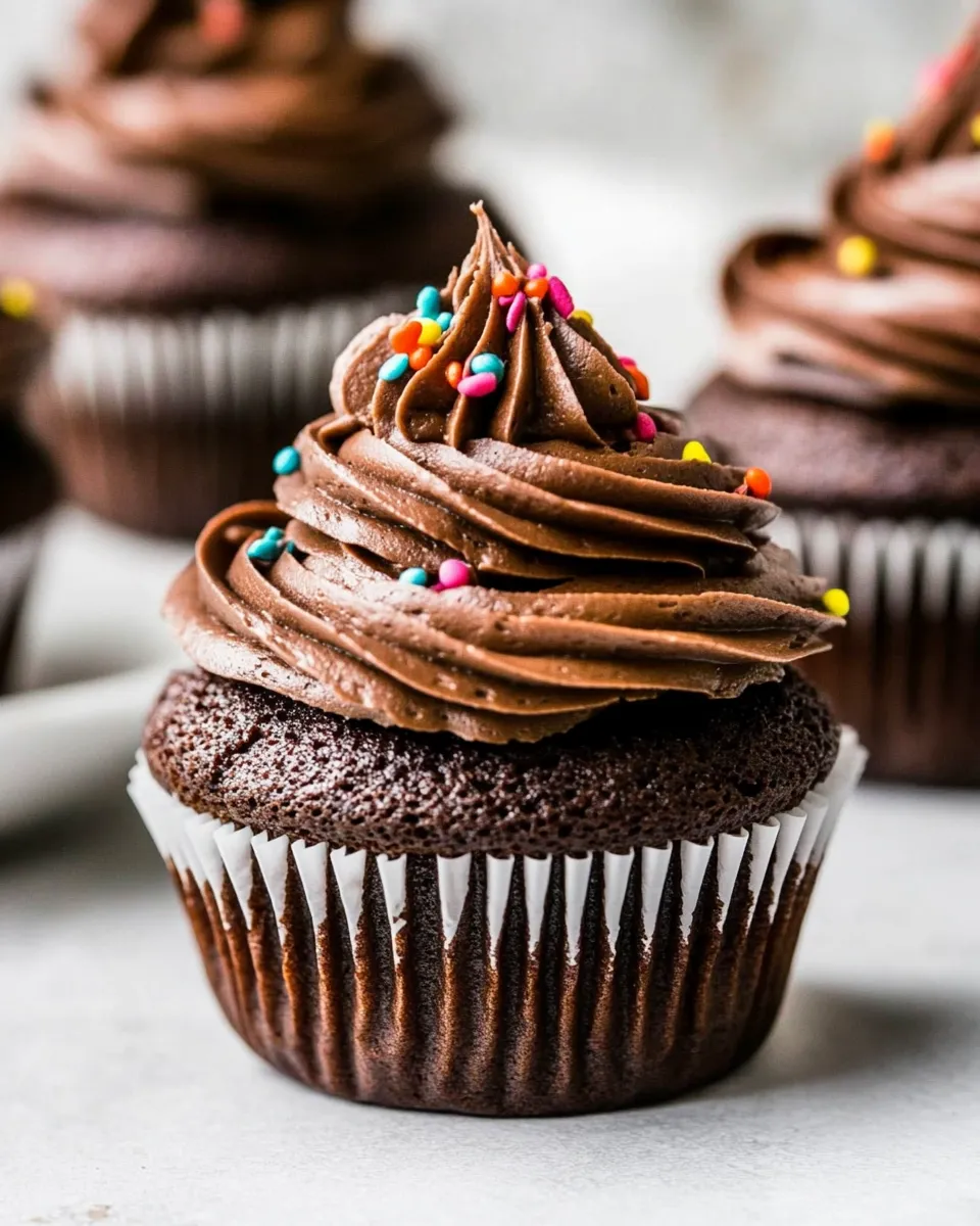 Delicious Chocolate Cupcakes with Chocolate Buttercream Frosting recipe photo