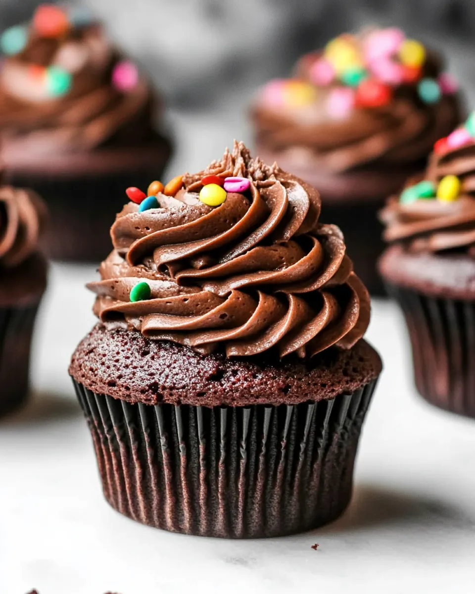 Easy Chocolate Cupcakes with Chocolate Buttercream Frosting shot