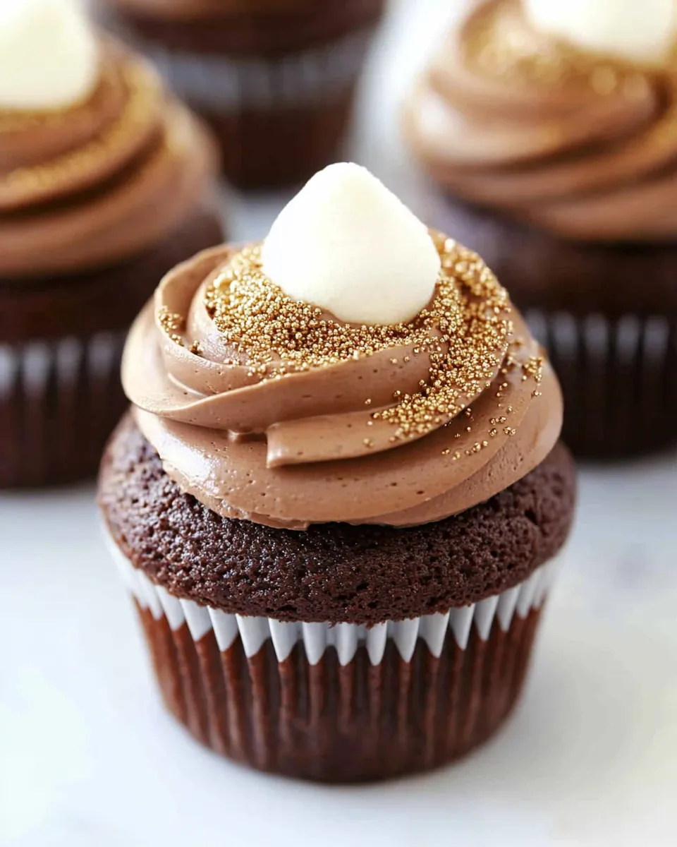 Delicious Chocolate Cupcakes with Marshmallow Filling shot