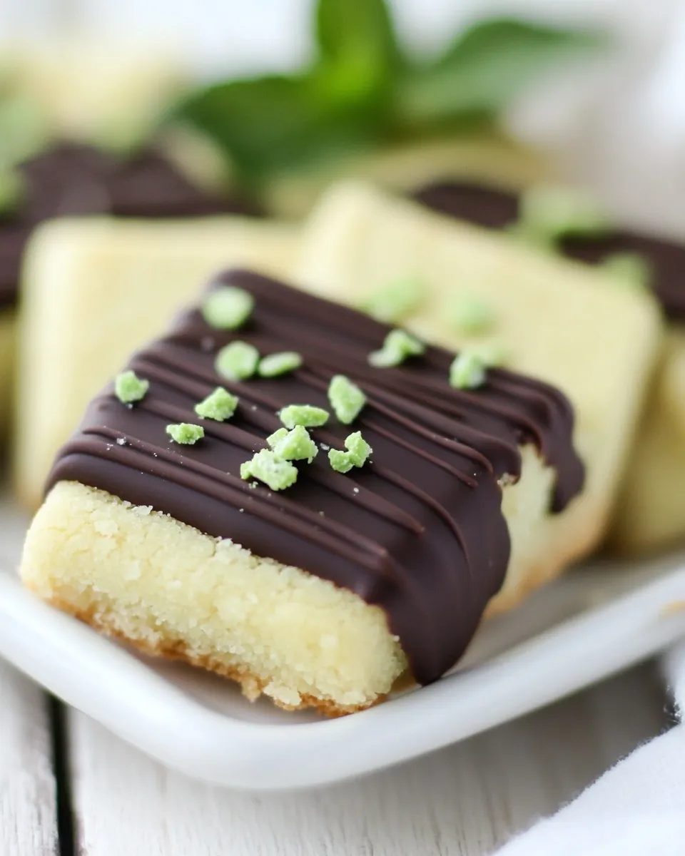 Easy Chocolate Dipped Mint Shortbread Cookies shot