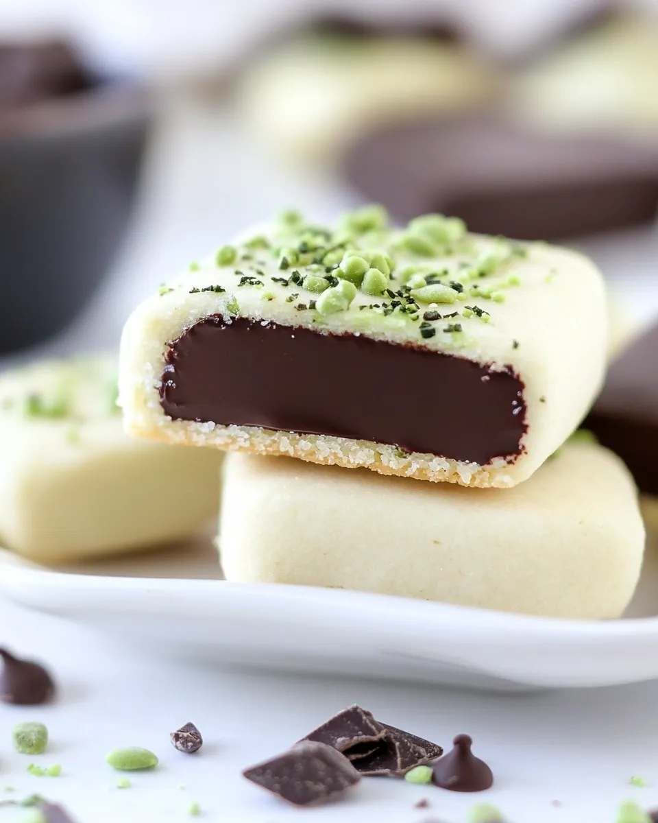Delicious Chocolate Dipped Mint Shortbread Cookies recipe photo
