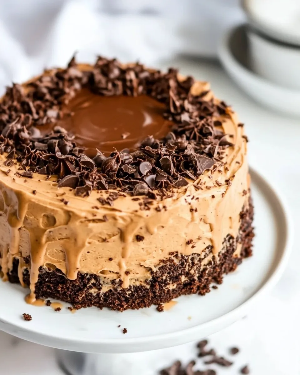 Sweet Chocolate Fudge Peanut Butter Cake. recipe image