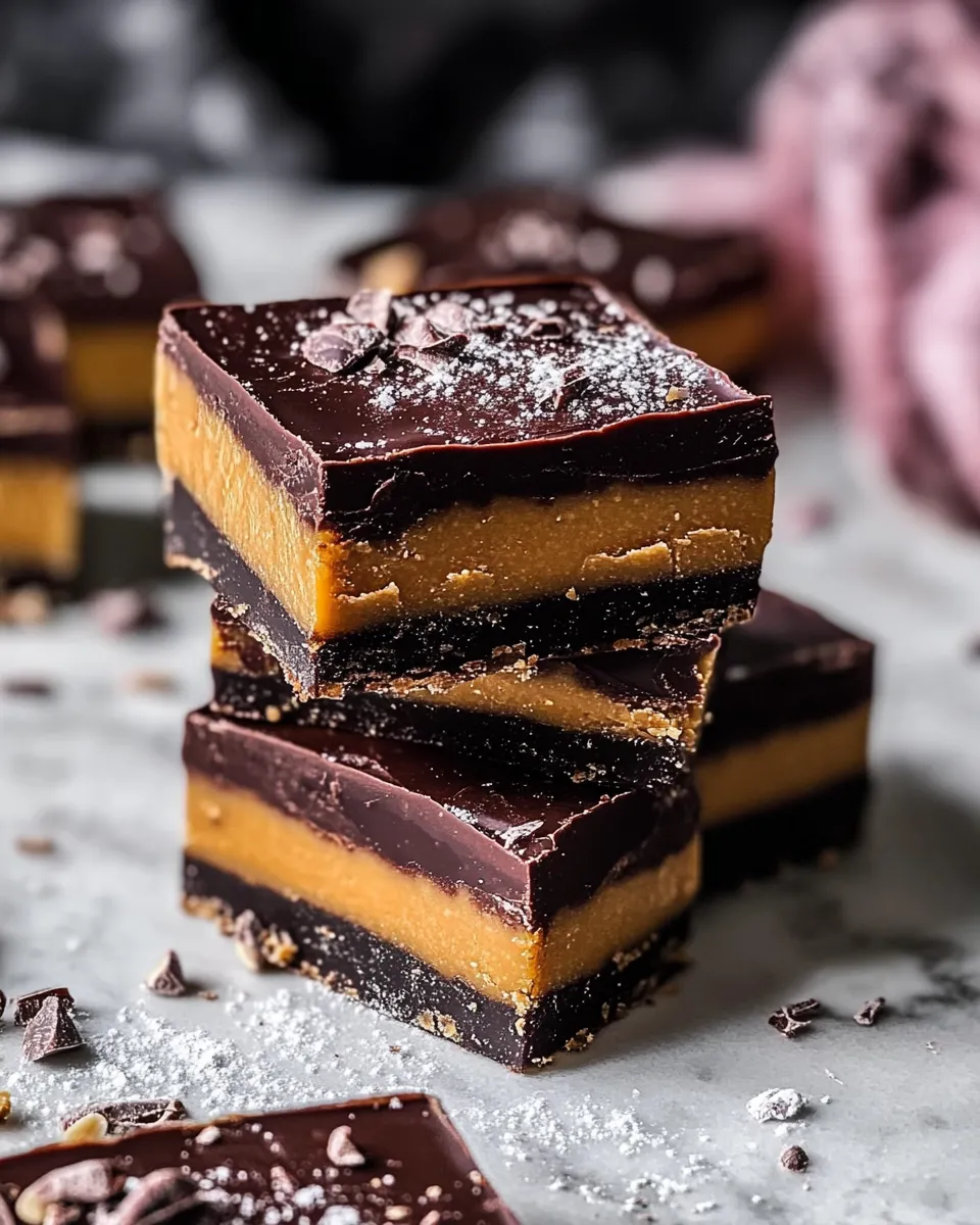 Quick Chocolate Peanut Butter Fudge Bars. recipe image