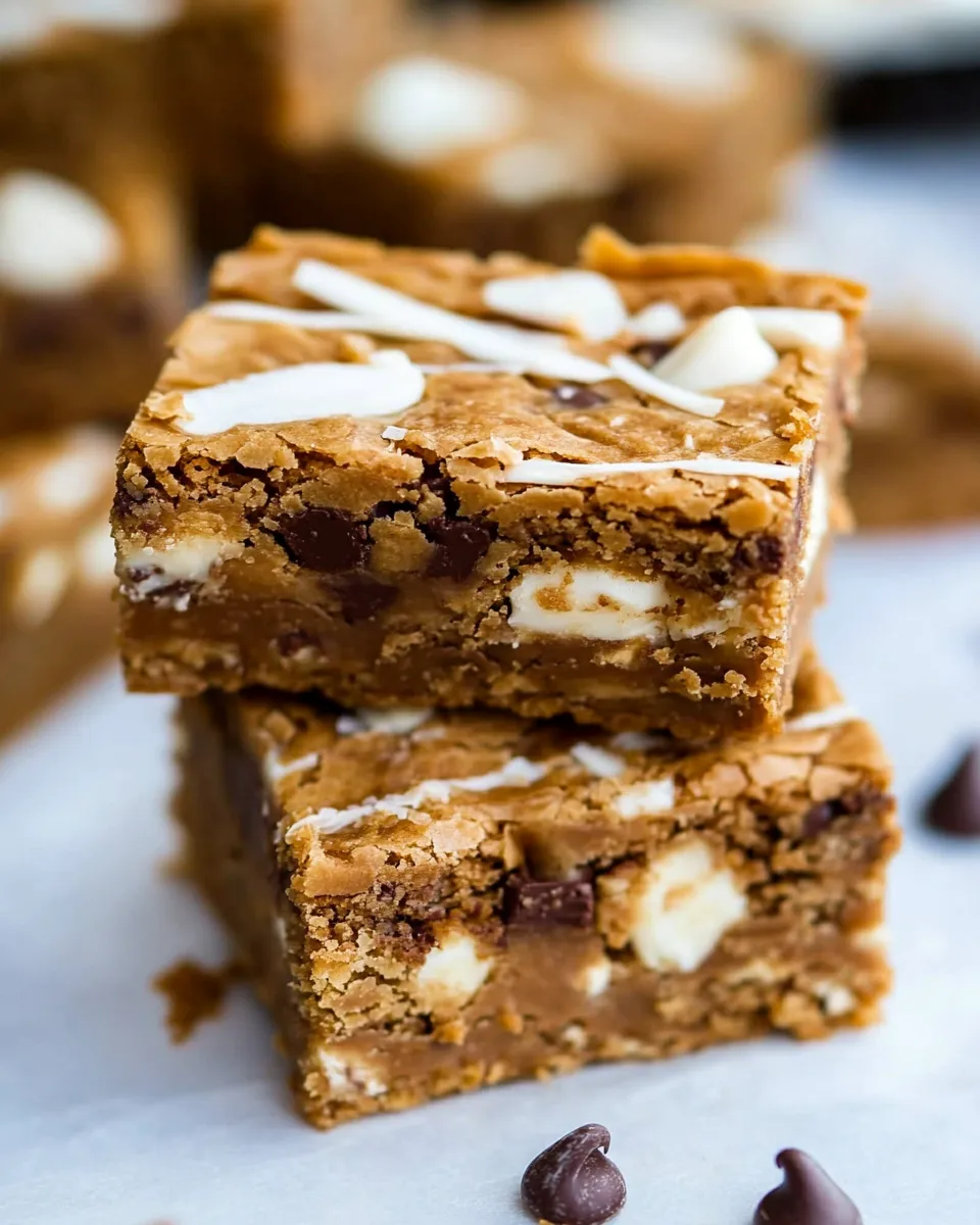 Best Coconut White Chocolate Chip Blondies shot