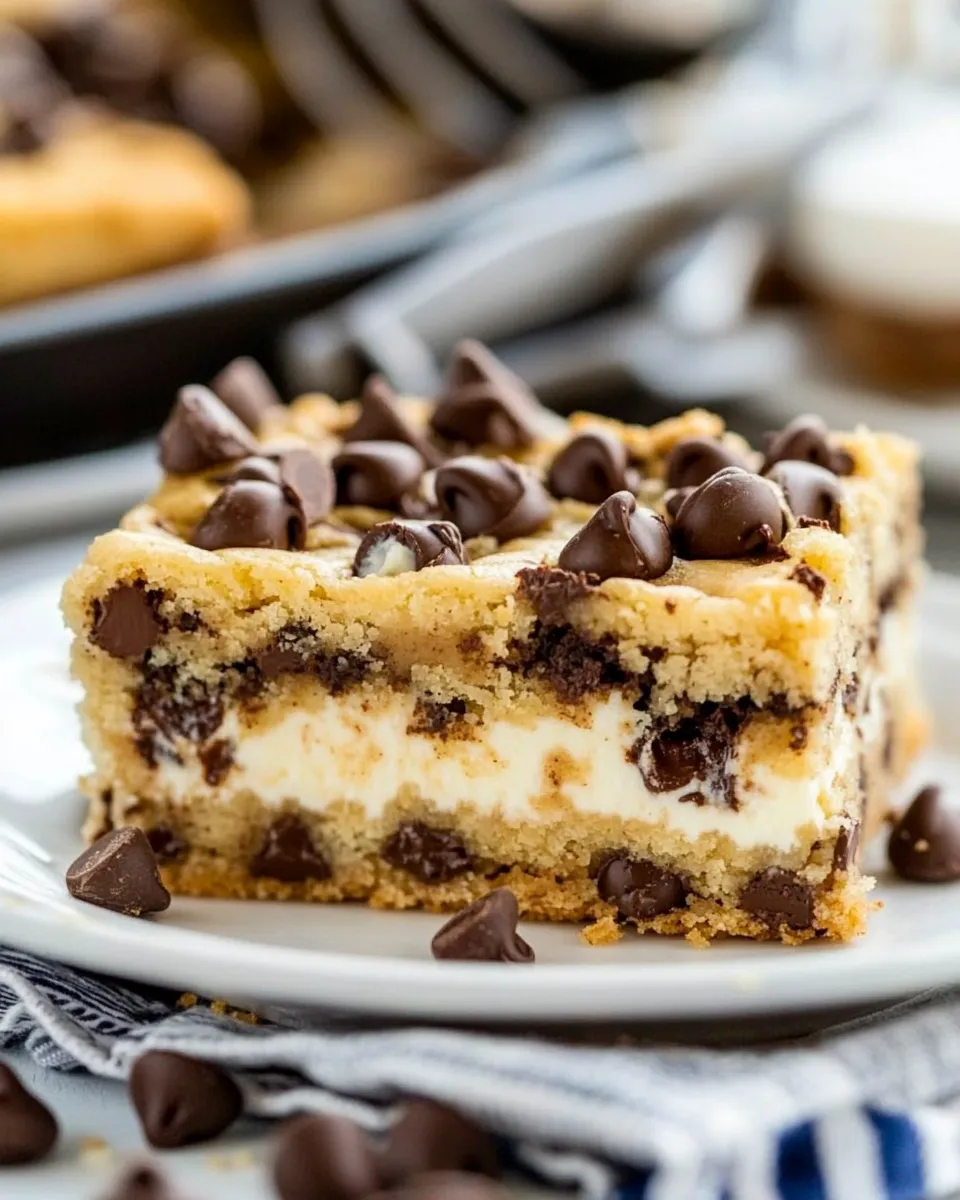Easy Cream Cheese Stuffed Peanut Butter Chocolate Chip Cookie Bars photo