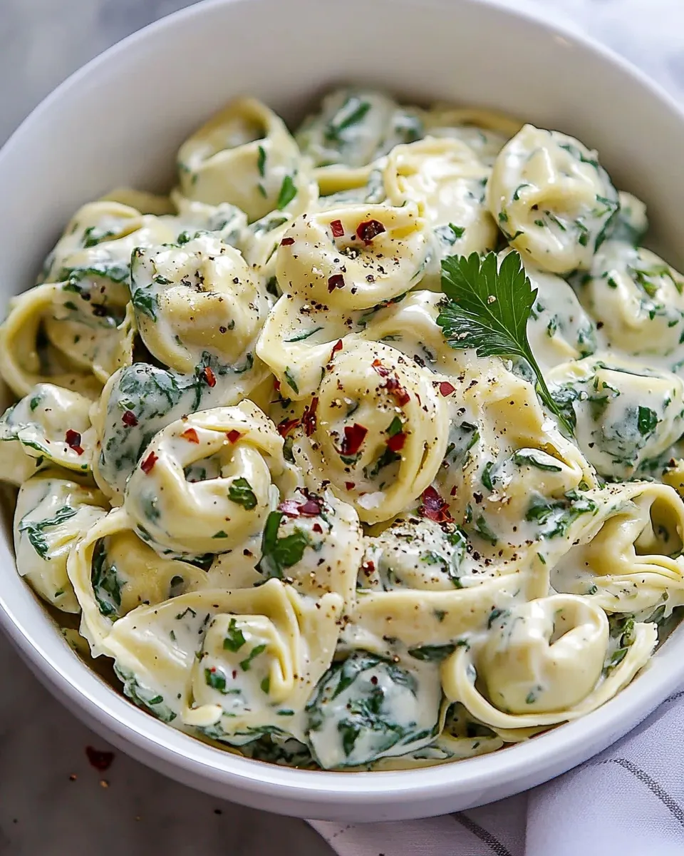 Homemade Creamy Spinach Artichoke Tortellini photo