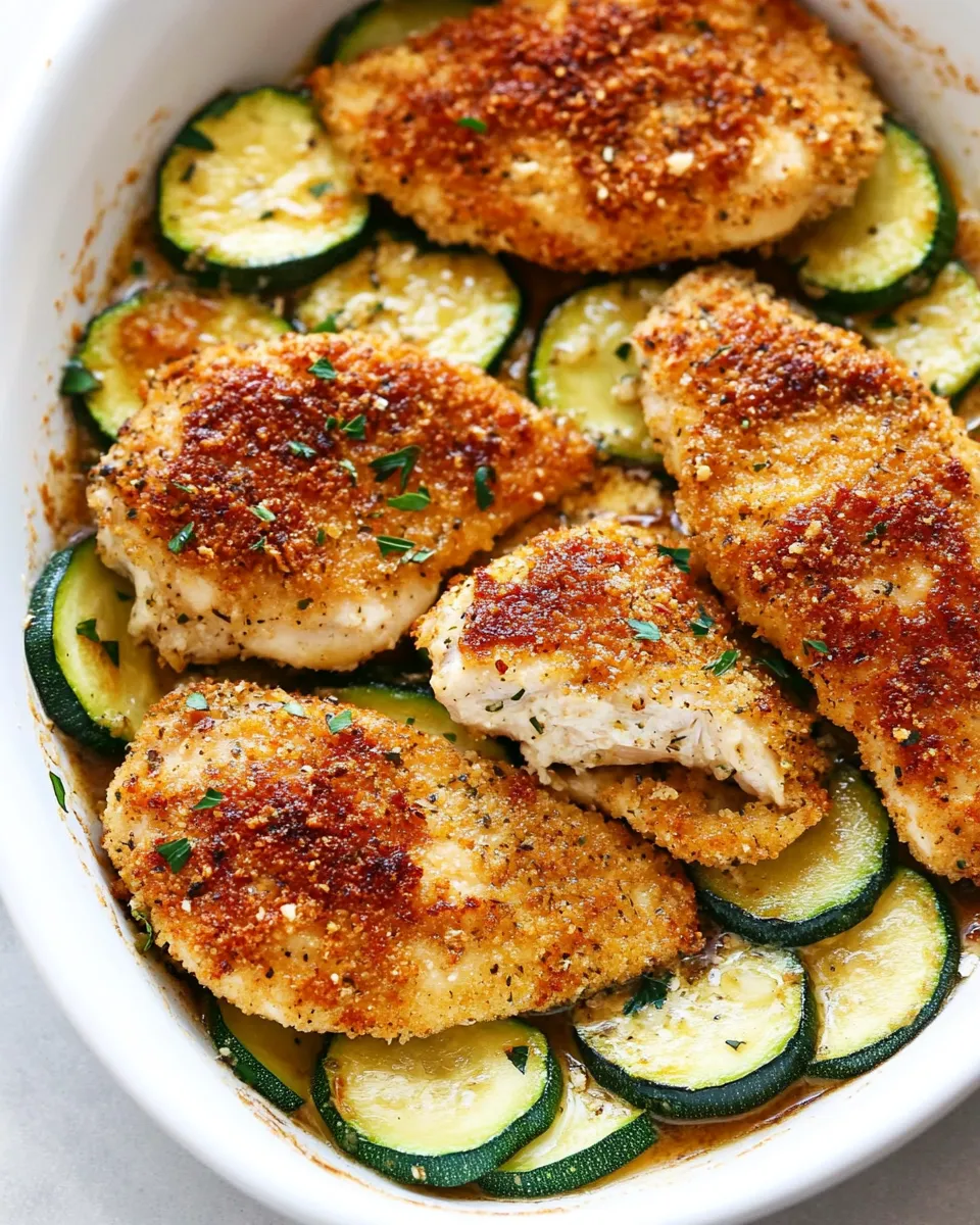 Easy Crispy Parmesan Garlic Chicken With Zucchini recipe photo