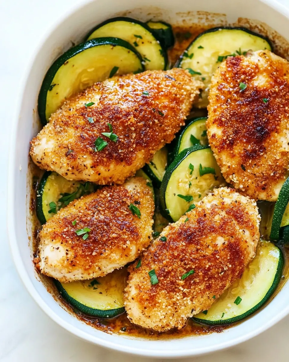 Savory Crispy Parmesan Garlic Chicken With Zucchini shot