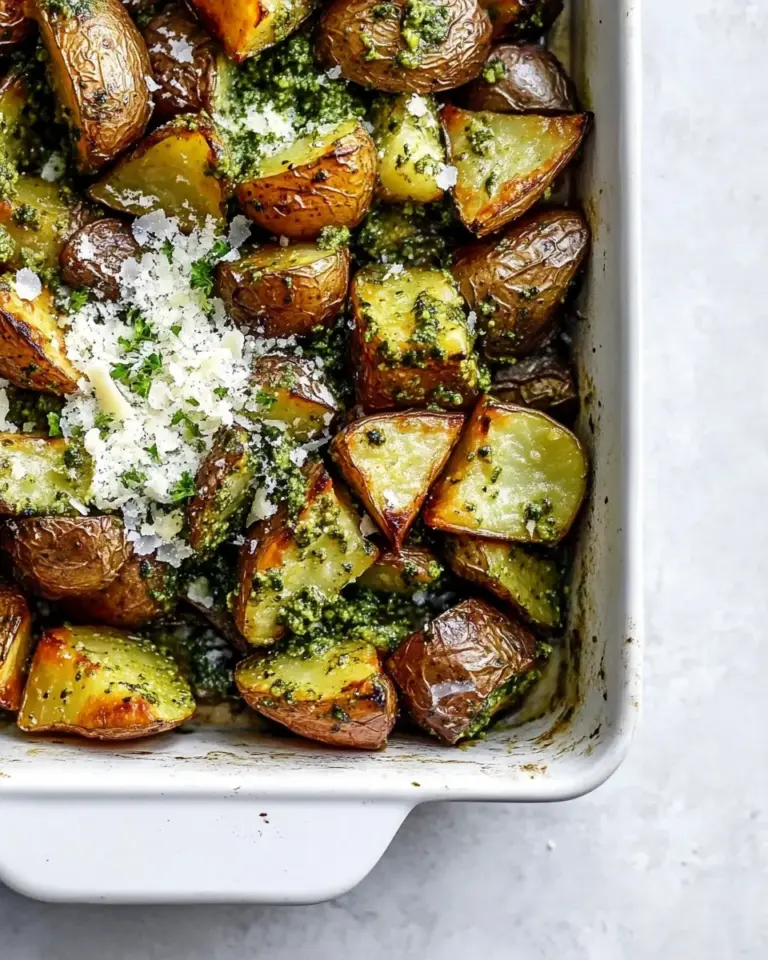 Homemade Crispy Potatoes with Pesto and Parmesan photo