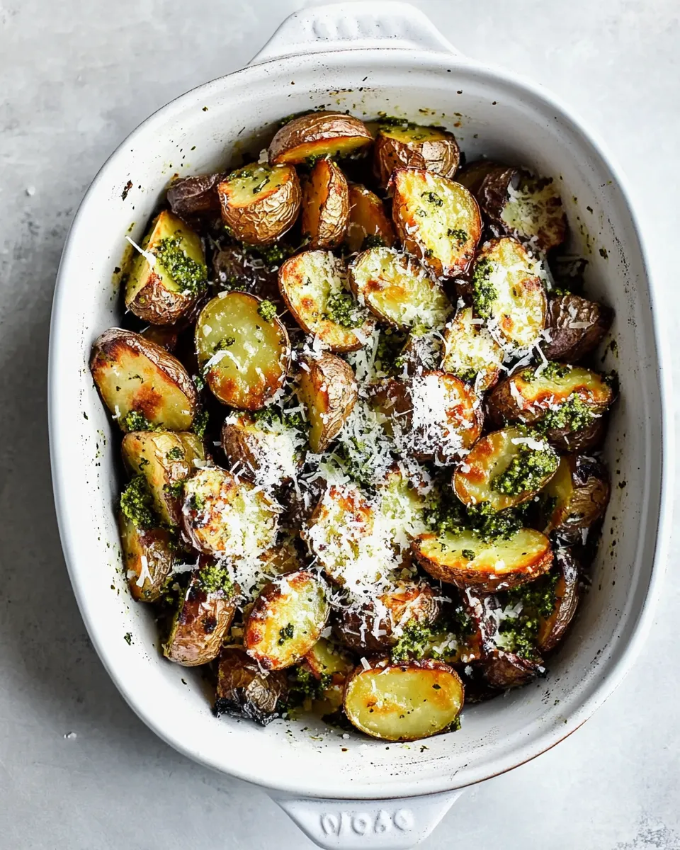 Delicious Crispy Potatoes with Pesto and Parmesan image