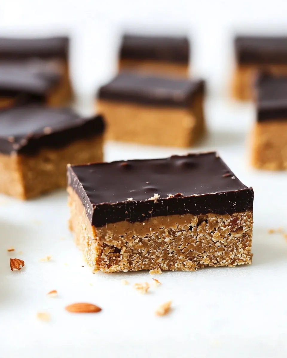 Healthy Dark Chocolate Almond Butter Bars shot