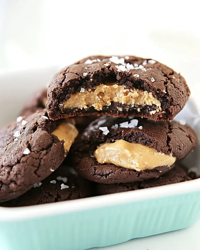 Homemade Double Chocolate Peanut Butter Stuffed Cookies with Sea Salt photo