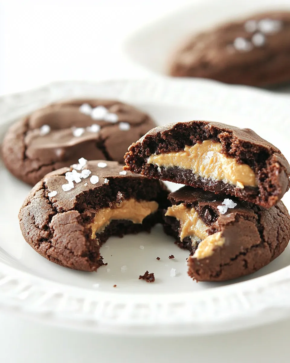 Easy Double Chocolate Peanut Butter Stuffed Cookies with Sea Salt recipe photo
