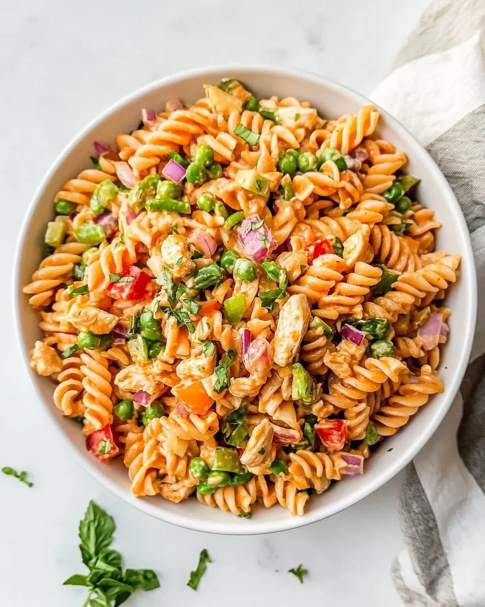 Homemade EASY Buffalo Chicken Pasta Salad photo
