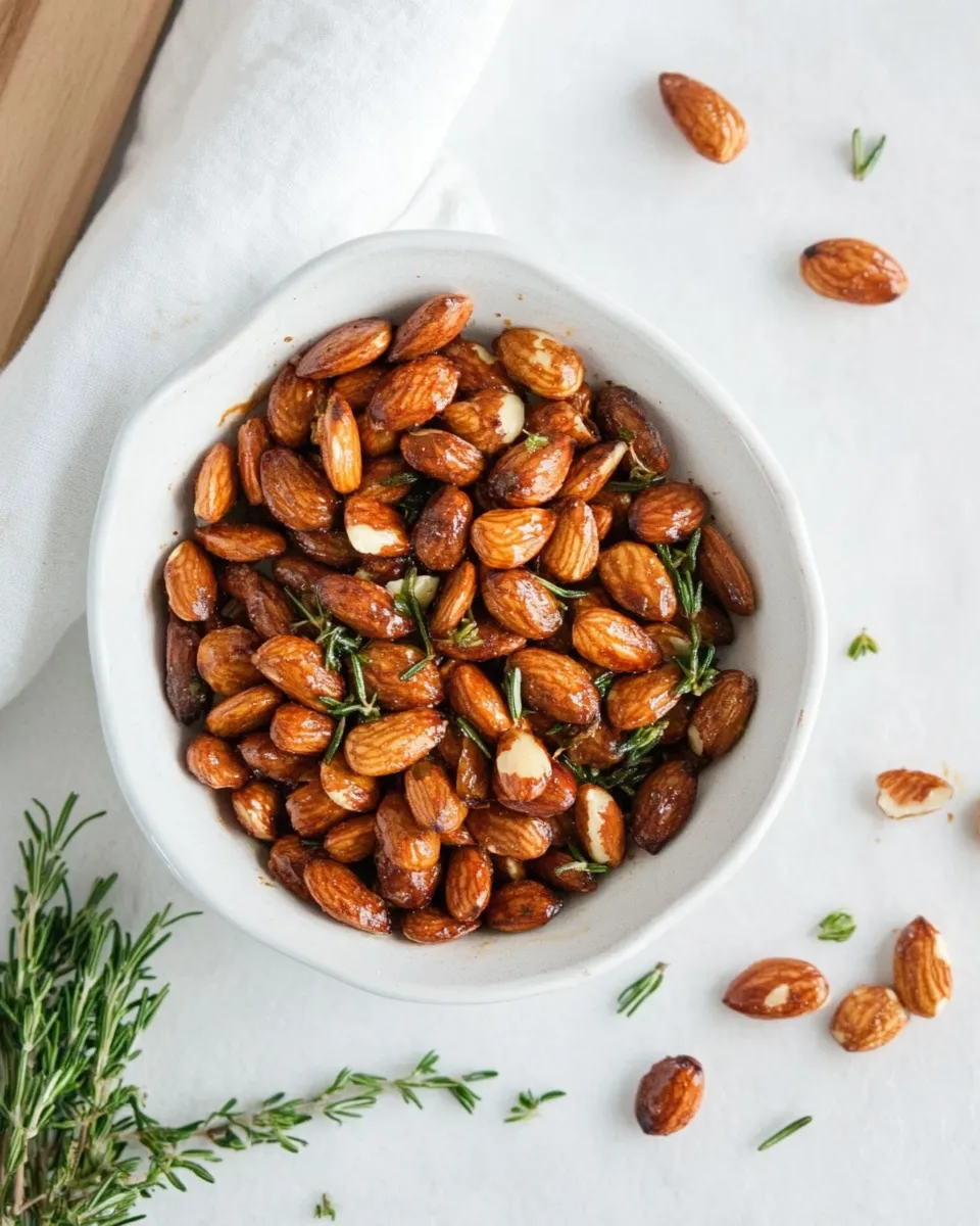 Quick Easy Spicy Roasted Almonds with Rosemary shot