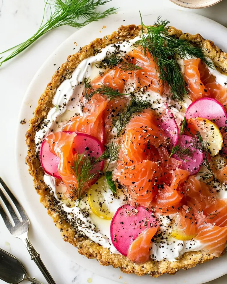 Easy Everything Smoked Salmon Tart. food shot