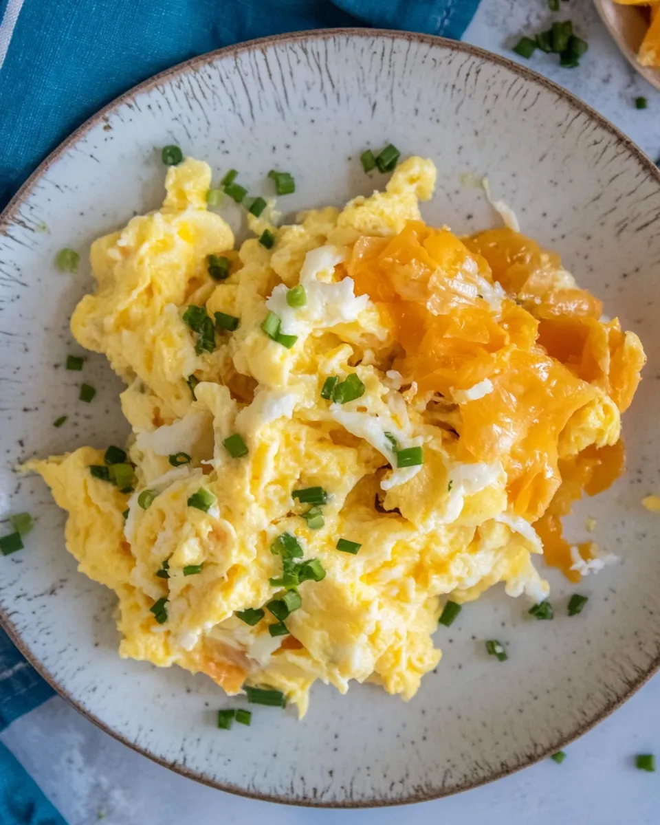 Delicious Fluffy Scrambled Eggs With Milk shot