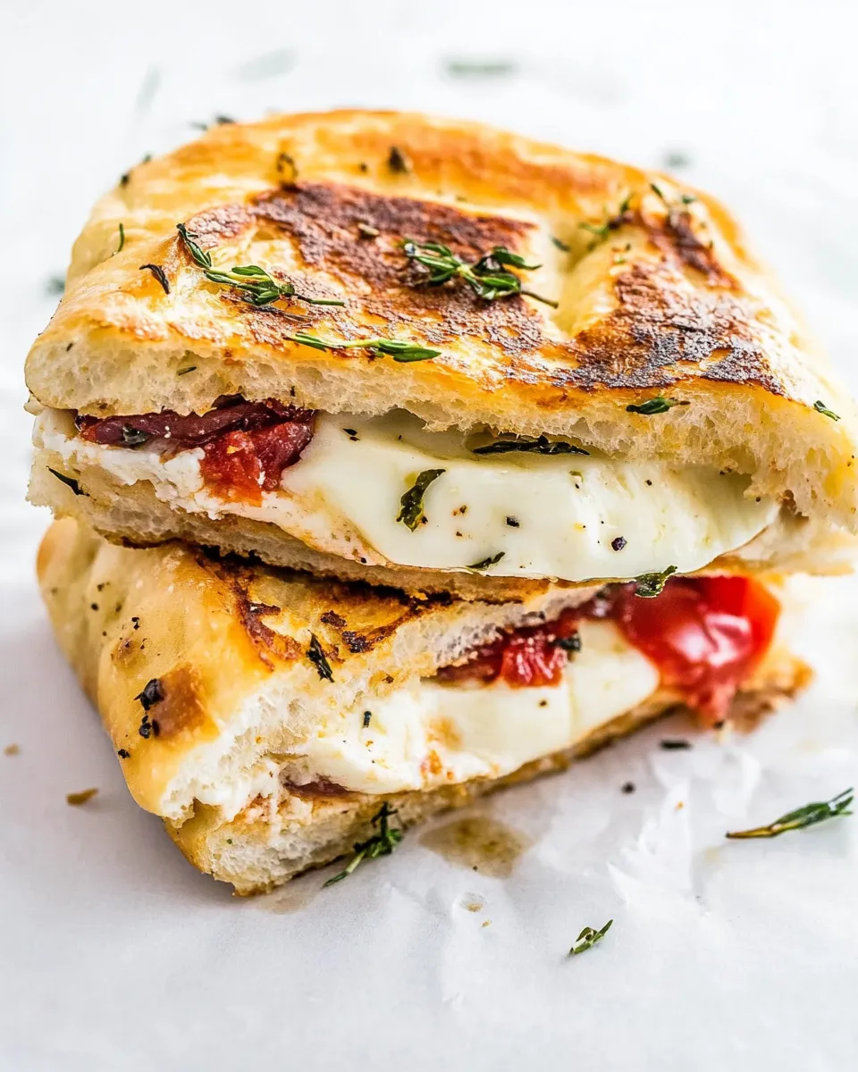 Delicious Focaccia Three-Cheese Italian Grilled Cheese image