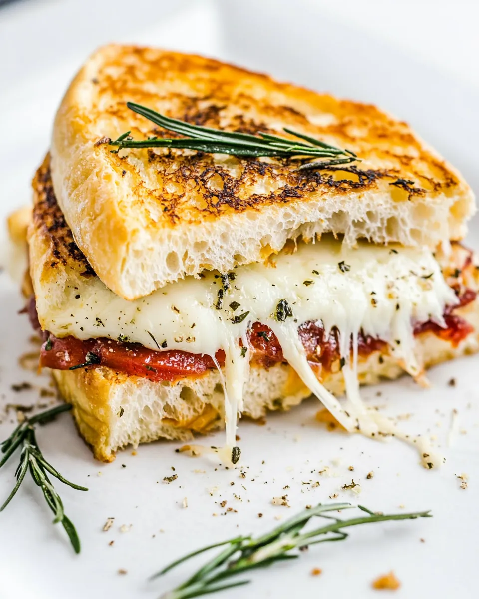 Savory Focaccia Three-Cheese Italian Grilled Cheese recipe photo