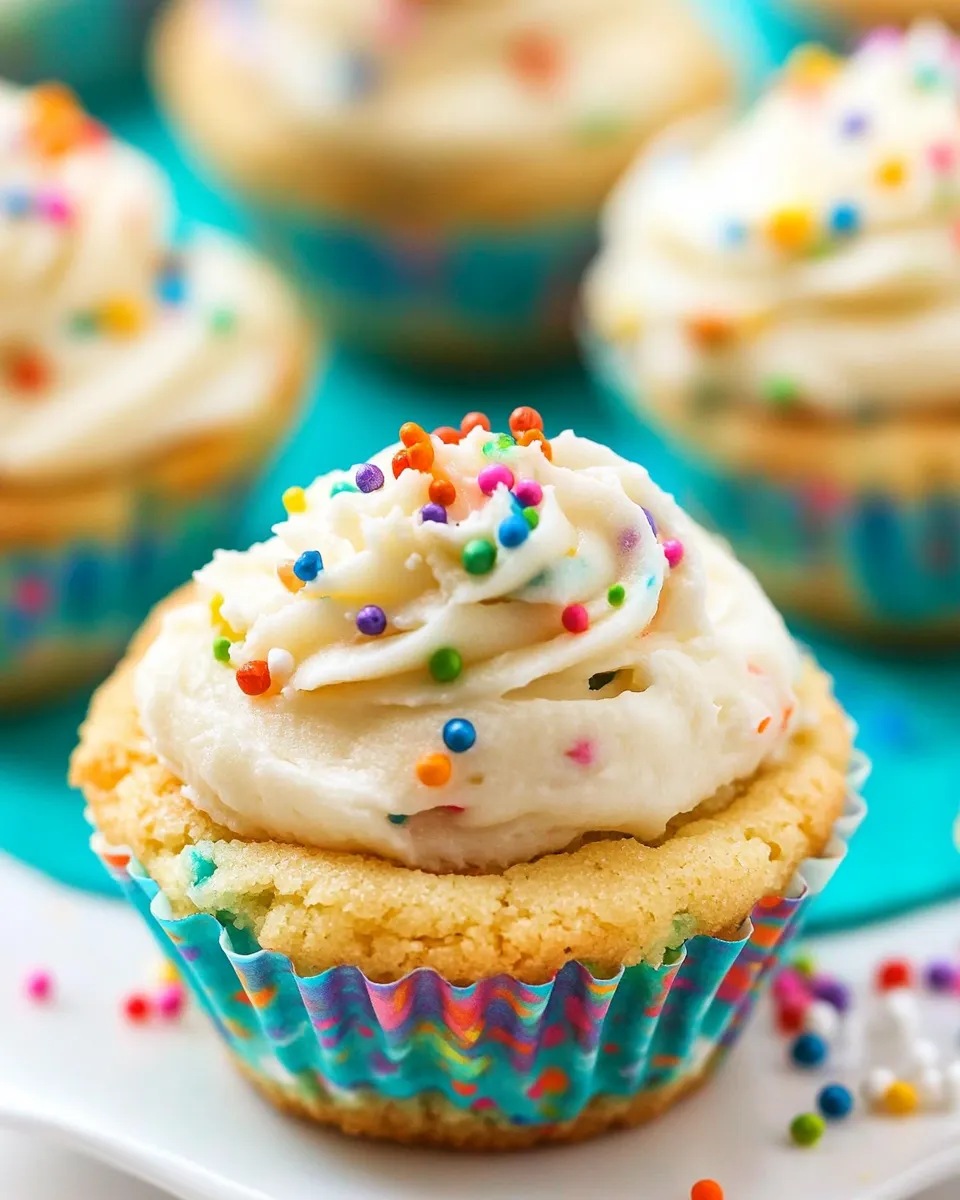 Sweet Funfetti Sugar Cookie Cups with Vanilla Frosting recipe photo