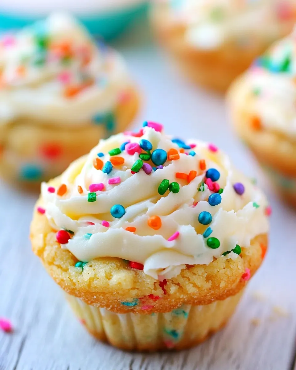 Homemade Funfetti Sugar Cookie Cups with Vanilla Frosting shot