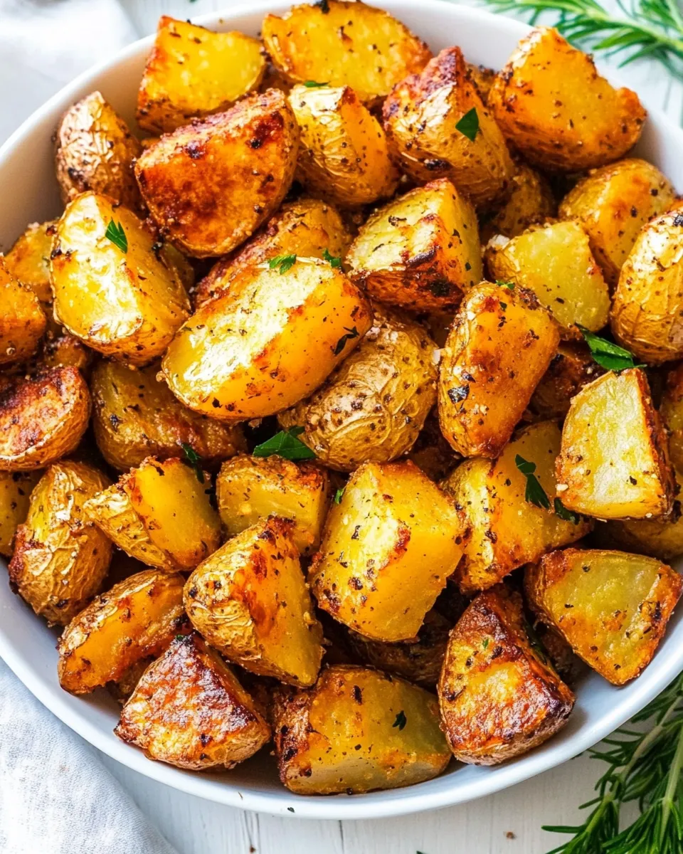 Easy Garlic Roasted Potatoes Recipe shot