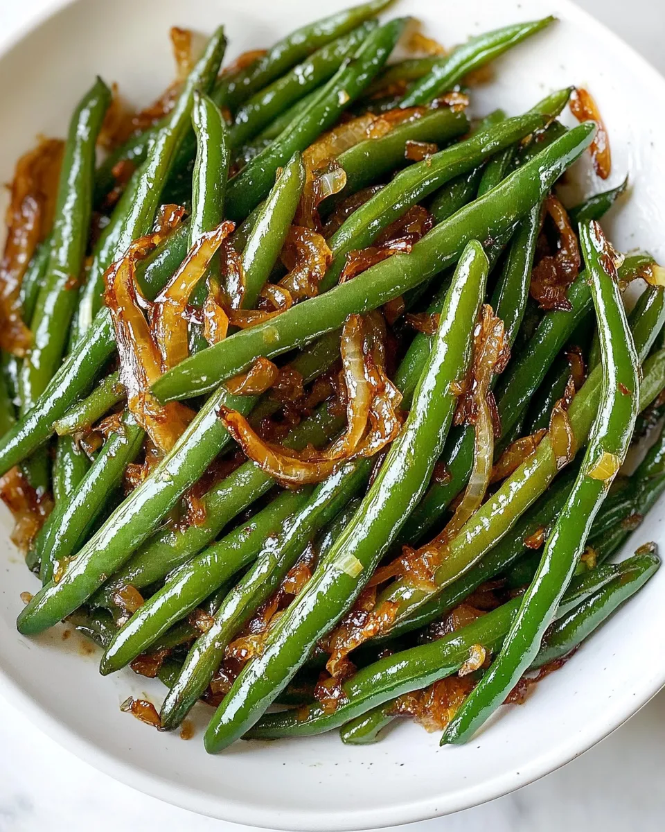 Delicious Garlicky Green Beans with Caramelized Shallots image